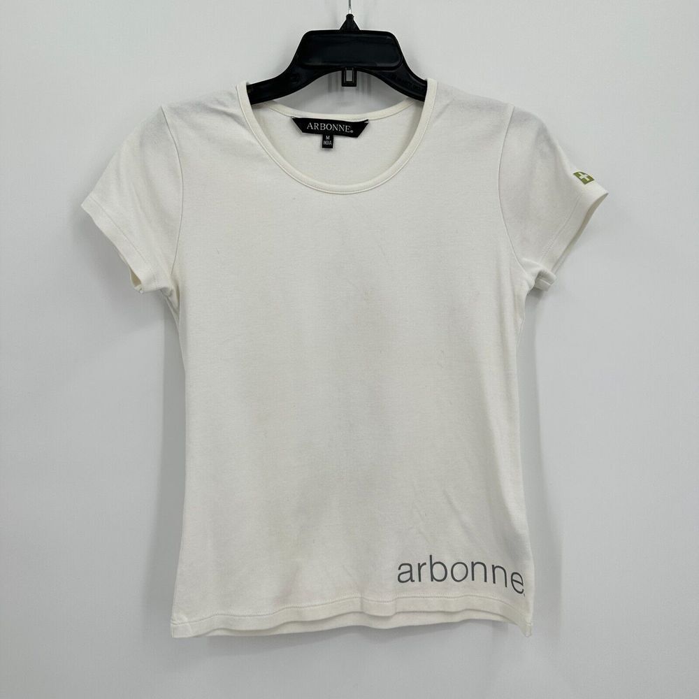 Arbonne Tshirt Womens Medium White Logo MLM Essential Minimalist‎ Comfy Tee
